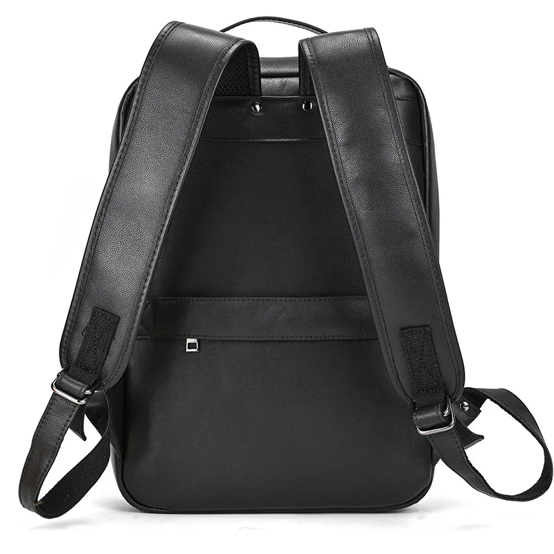Men's Crazy Horse Leather Backpack 15.6" Laptop Cow Leather Daypack Large Capacity Male Travel Backpack With USB Cable