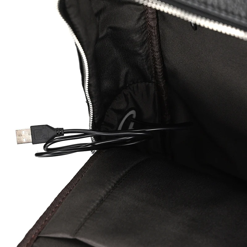 Men's Crazy Horse Leather Backpack 15.6" Laptop Cow Leather Daypack Large Capacity Male Travel Backpack With USB Cable