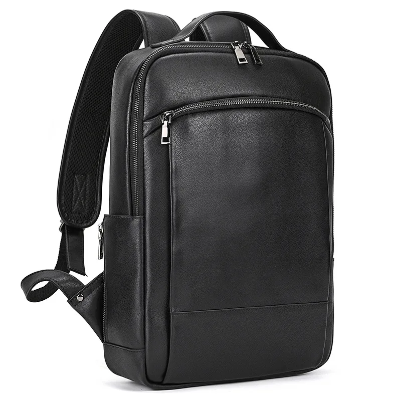Men's Crazy Horse Leather Backpack 15.6" Laptop Cow Leather Daypack Large Capacity Male Travel Backpack With USB Cable