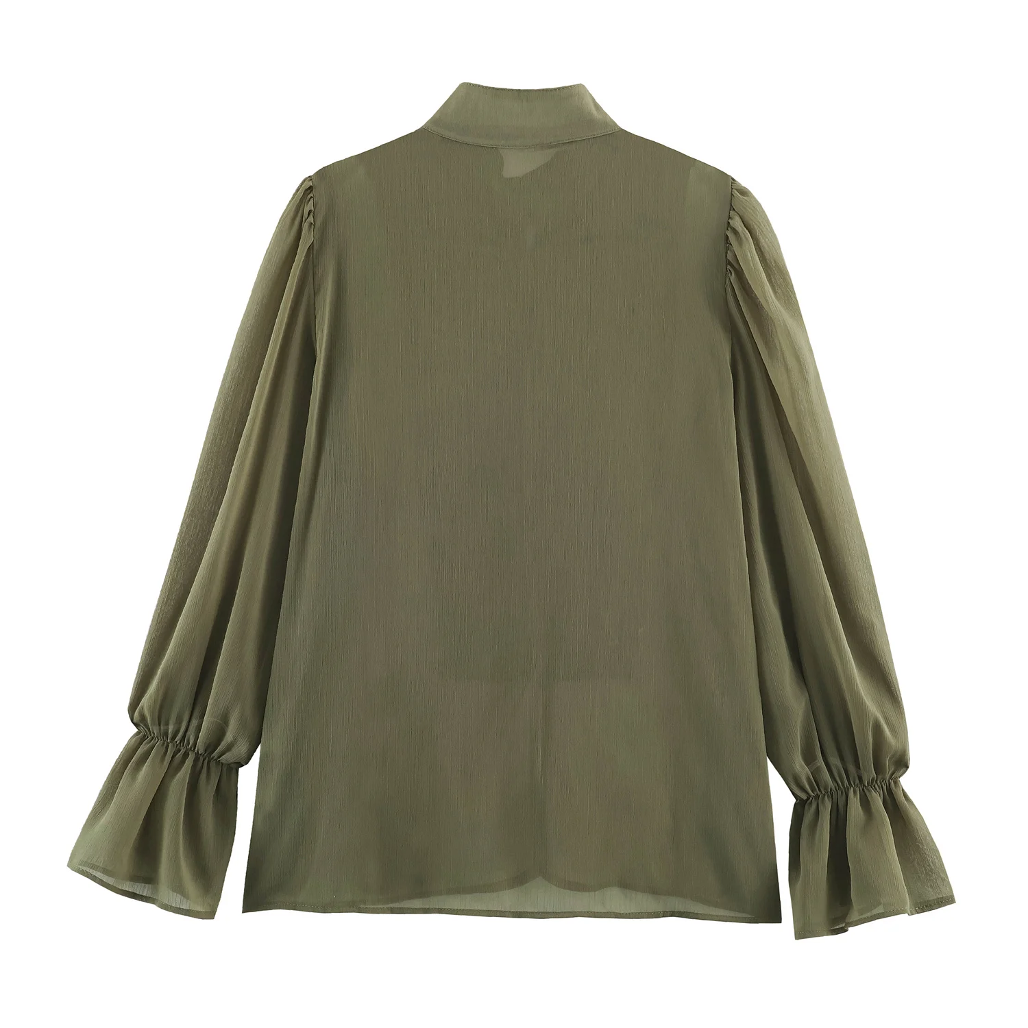 2026 Summer Women's Vintage Chinese Knotted Button UP Long Flare Sleeve Shirts Lady Elegant Loose Ruffles Stand Collar Blouses