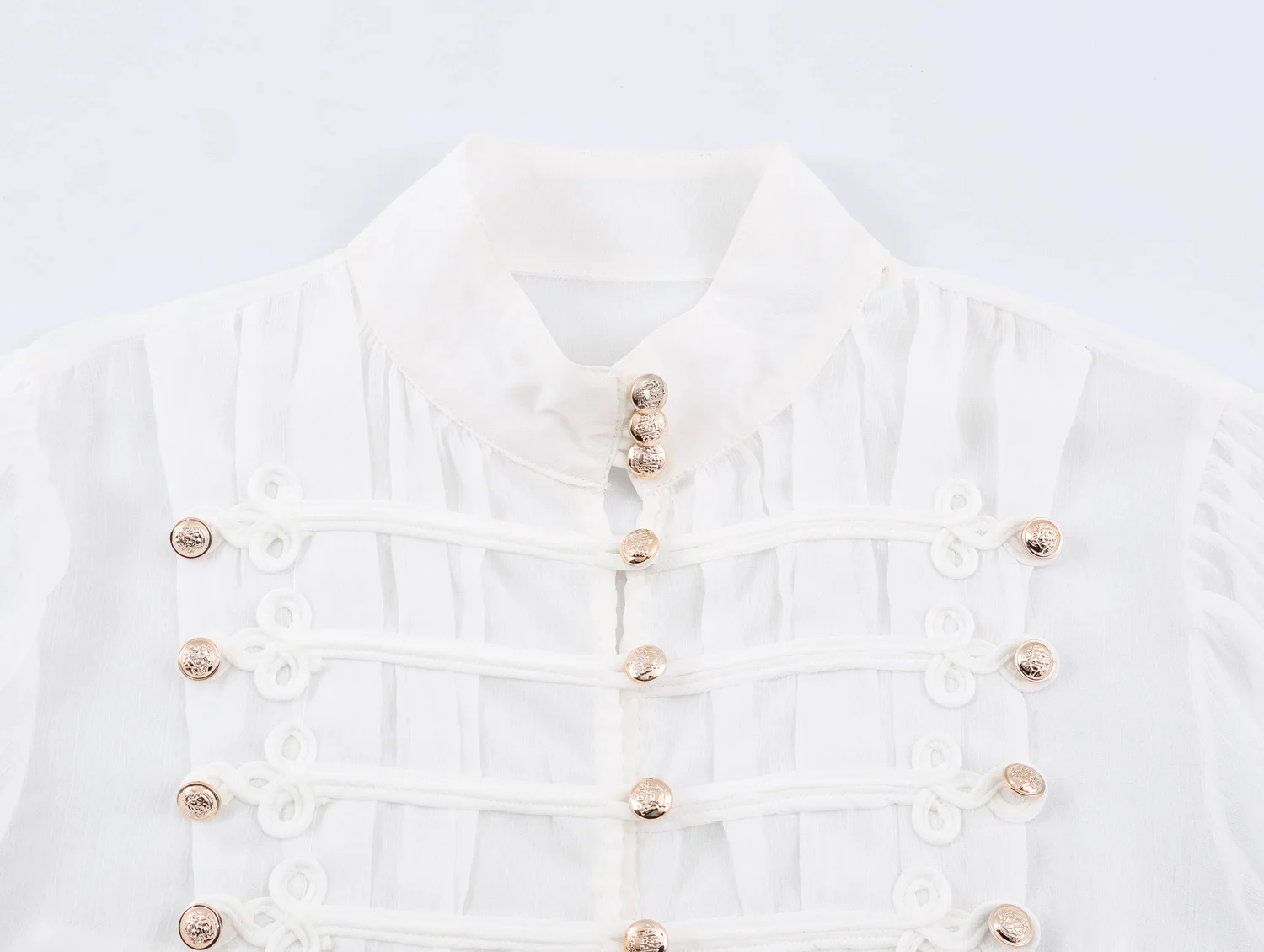 2026 Summer Women's Vintage Chinese Knotted Button UP Long Flare Sleeve Shirts Lady Elegant Loose Ruffles Stand Collar Blouses