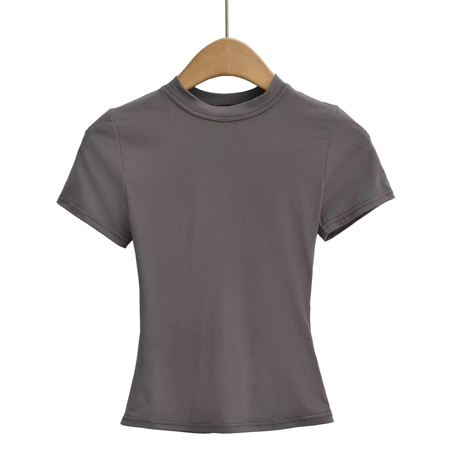 2025 New High Quality Casual T shirt Sexy Slim Short Sleeves Fashion Trend Solid Women Clothing y2k Tops