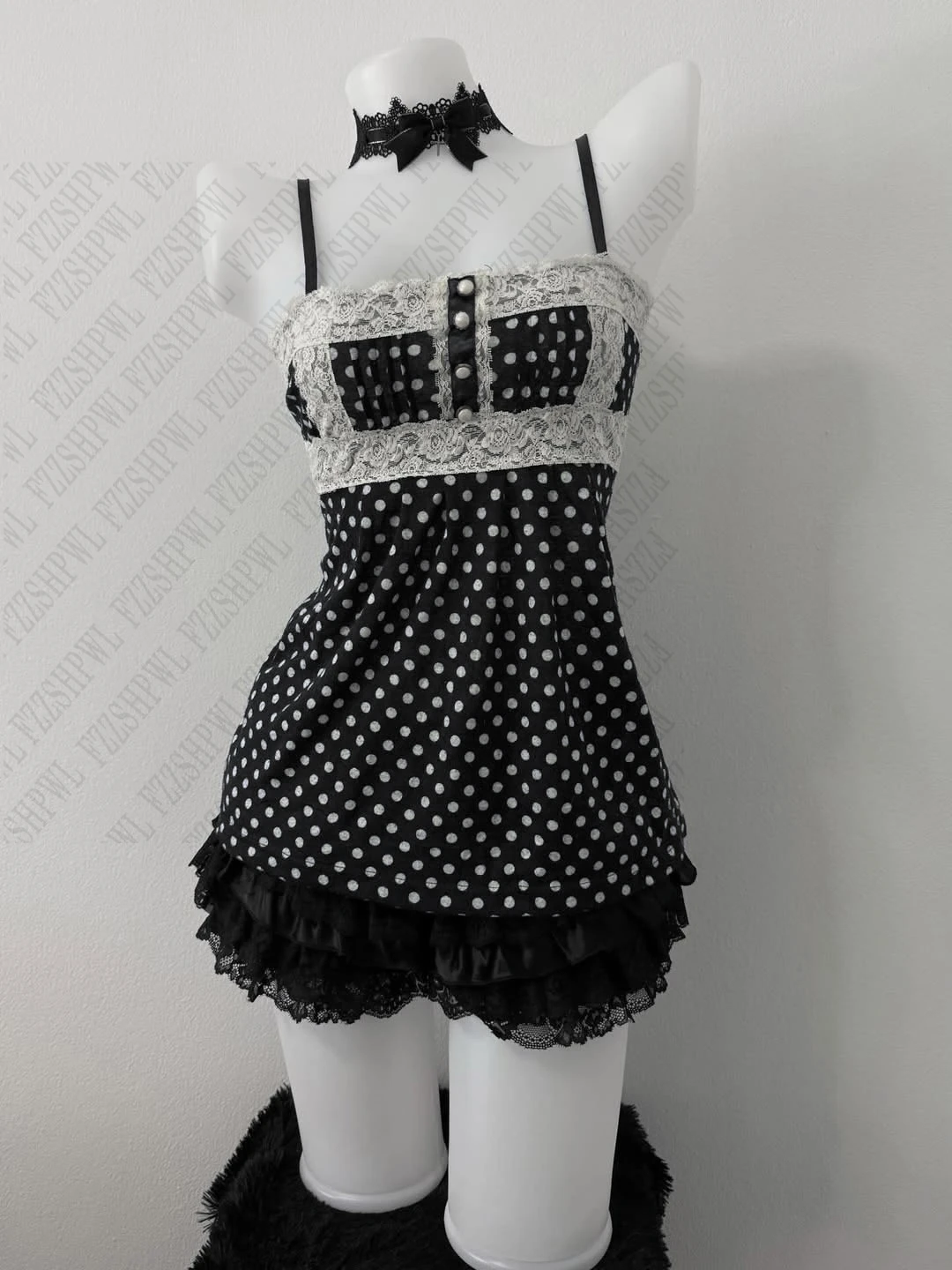 Polka dot Coquette Classic Fashion Halter Tops Harajuku Y2K Women Lace Clothing Slim Cute Camisole Aesthetic Sleeveless Singlet