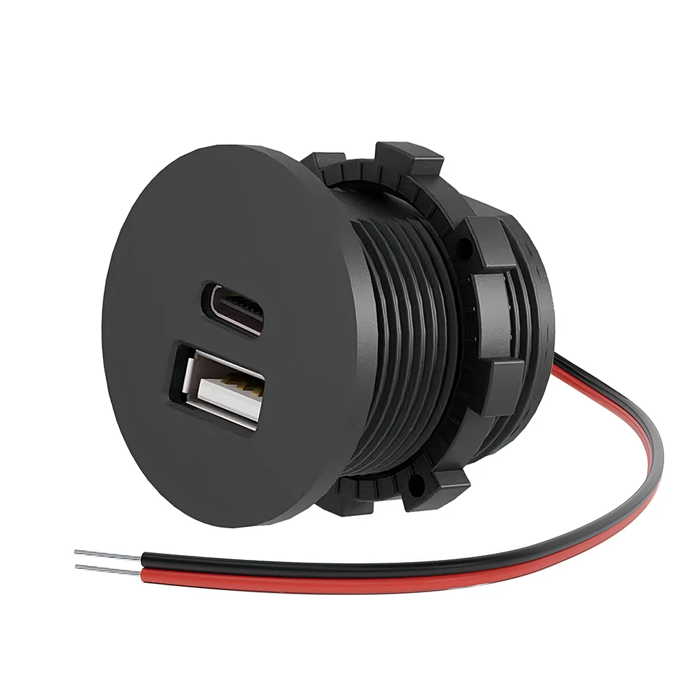 12V USB Outlet PD Type-C USB-A Dual Port Socket Cigarette Lighter Replacement for Laptop for RV Camper Trailer Truck Boat Golf