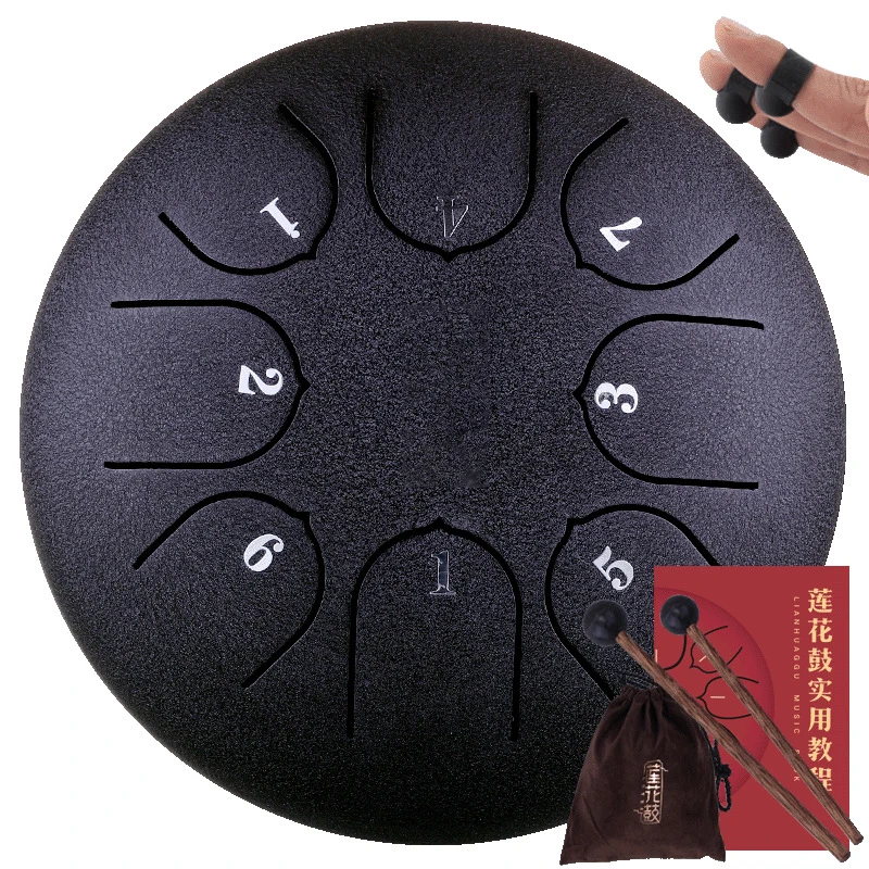 Hluru Glucophone Steel Tongue Drum 6 Inch 8 Notes Key D5 Ethereal Drum Tone Drum Percussion Musical Instrument