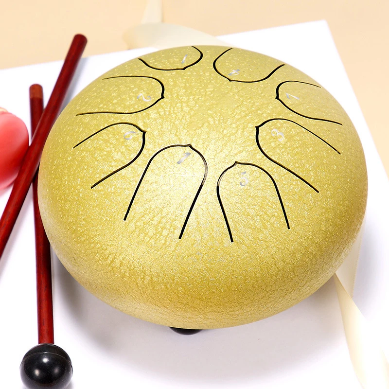 Hluru Glucophone Steel Tongue Drum 6 Inch 8 Notes Key D5 Ethereal Drum Tone Drum Percussion Musical Instrument