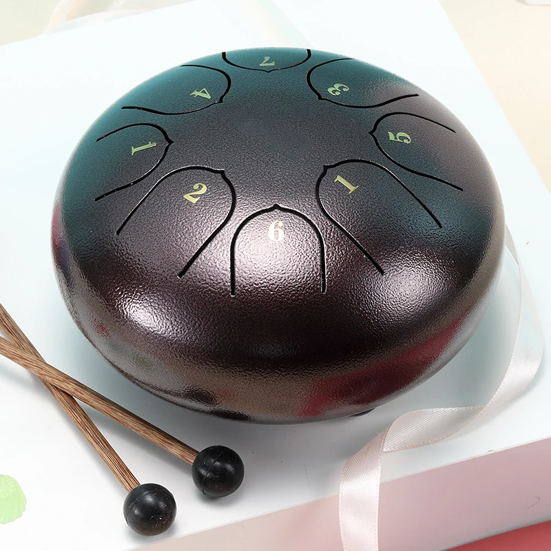 Hluru Glucophone Steel Tongue Drum 6 Inch 8 Notes Key D5 Ethereal Drum Tone Drum Percussion Musical Instrument