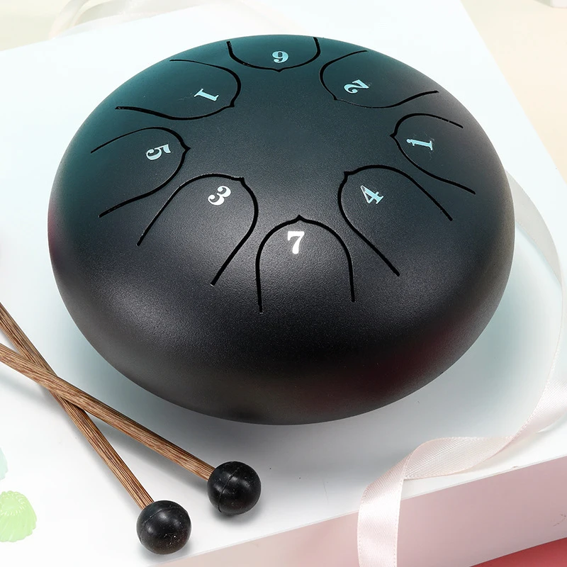 Hluru Glucophone Steel Tongue Drum 6 Inch 8 Notes Key D5 Ethereal Drum Tone Drum Percussion Musical Instrument