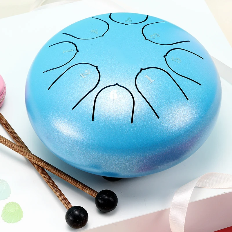 Hluru Glucophone Steel Tongue Drum 6 Inch 8 Notes Key D5 Ethereal Drum Tone Drum Percussion Musical Instrument