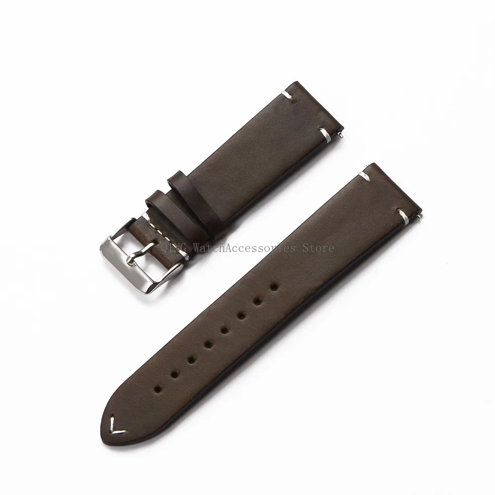 18/19/20/21/22mm Vintage Oil Wax Leather WatchBand Strap Men Women Business Stitching Wristband Universal Quick Release Bracelet