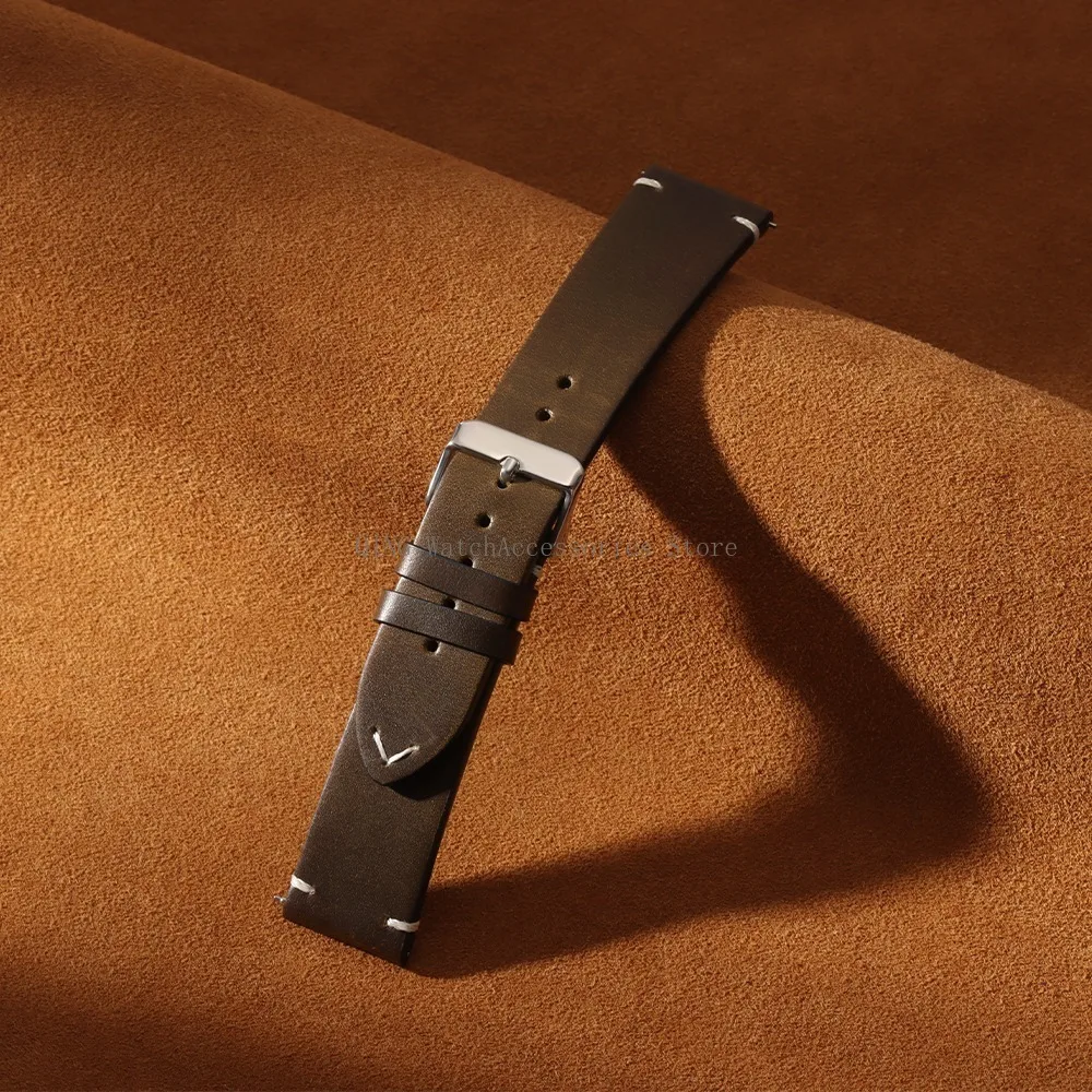 18/19/20/21/22mm Vintage Oil Wax Leather WatchBand Strap Men Women Business Stitching Wristband Universal Quick Release Bracelet