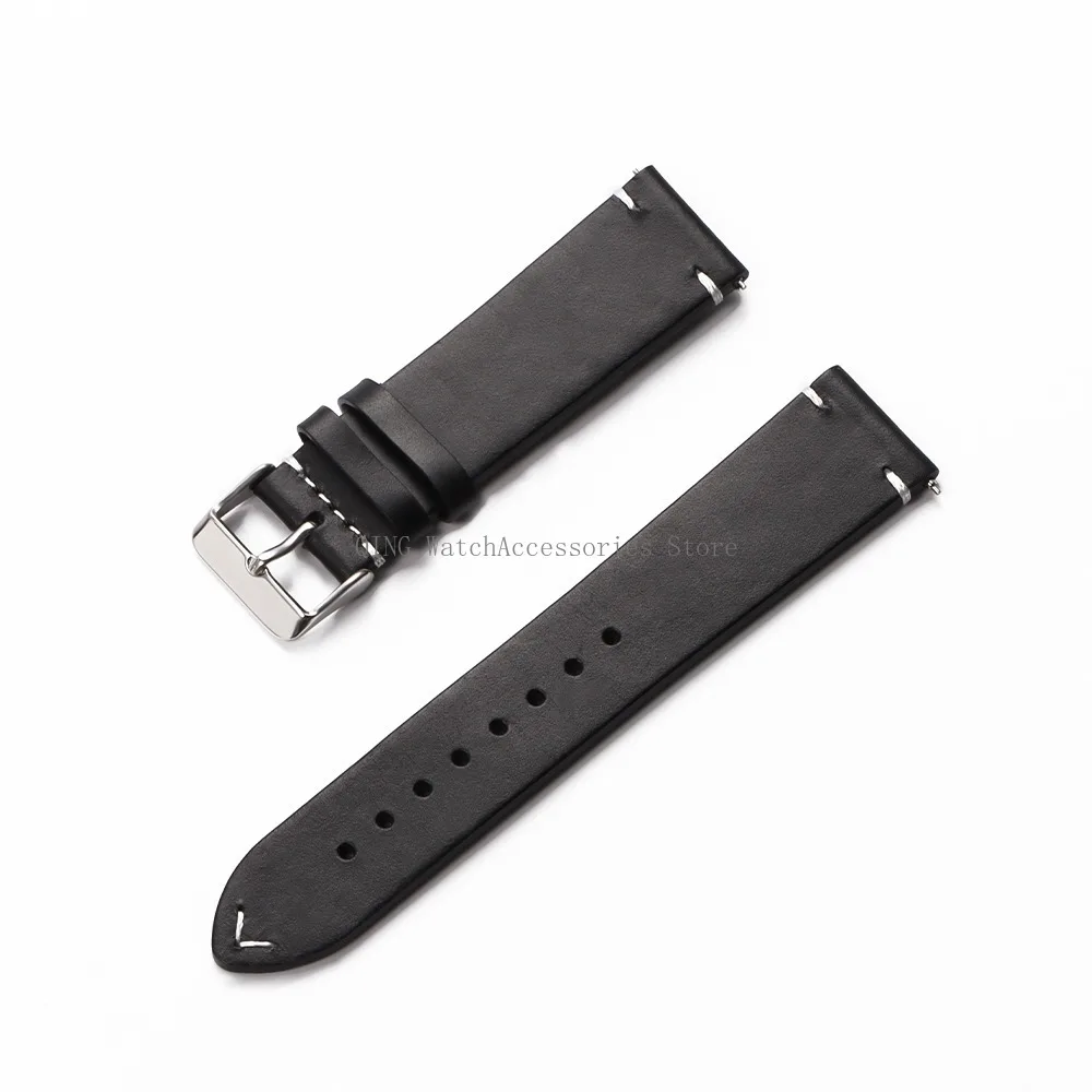 18/19/20/21/22mm Vintage Oil Wax Leather WatchBand Strap Men Women Business Stitching Wristband Universal Quick Release Bracelet