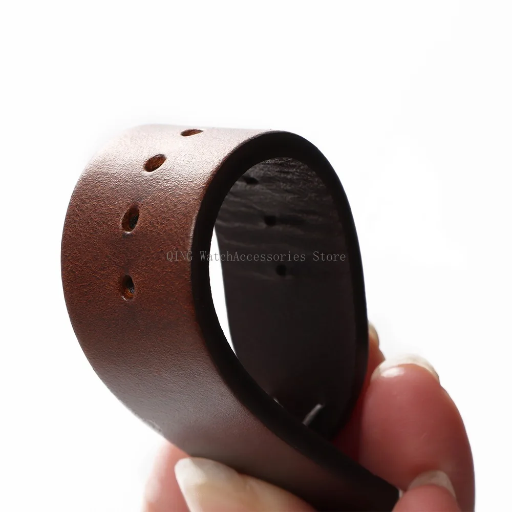 18/19/20/21/22mm Vintage Oil Wax Leather WatchBand Strap Men Women Business Stitching Wristband Universal Quick Release Bracelet