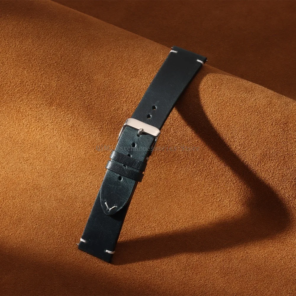 18/19/20/21/22mm Vintage Oil Wax Leather WatchBand Strap Men Women Business Stitching Wristband Universal Quick Release Bracelet