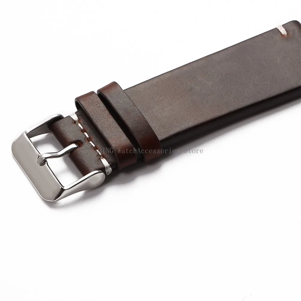 18/19/20/21/22mm Vintage Oil Wax Leather WatchBand Strap Men Women Business Stitching Wristband Universal Quick Release Bracelet