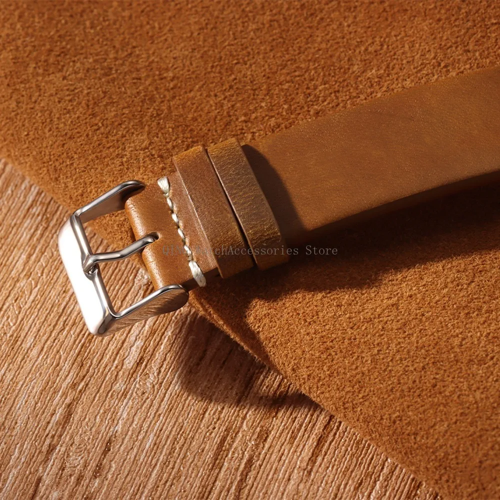 18/19/20/21/22mm Vintage Oil Wax Leather WatchBand Strap Men Women Business Stitching Wristband Universal Quick Release Bracelet
