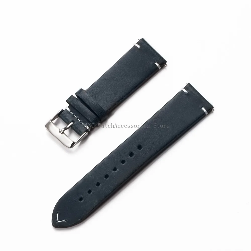 18/19/20/21/22mm Vintage Oil Wax Leather WatchBand Strap Men Women Business Stitching Wristband Universal Quick Release Bracelet
