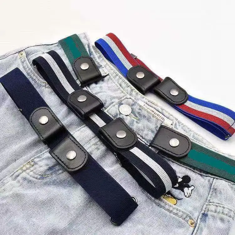 Buckle-Free Belt For Jean Pants Dresses No Buckle Stretch Elastic Waist Belt for Women Men Casual Buckle Free Invisible Belt Adj