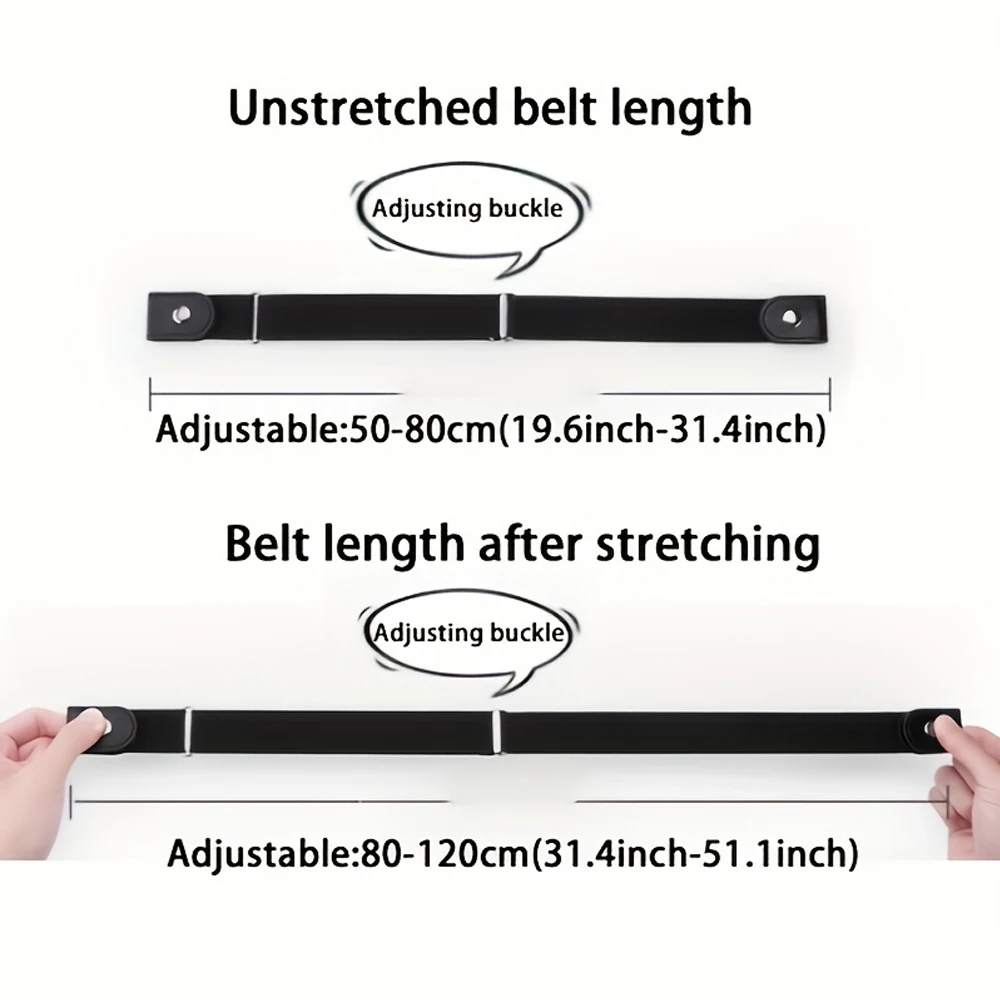 Buckle-Free Belt For Jean Pants Dresses No Buckle Stretch Elastic Waist Belt for Women Men Casual Buckle Free Invisible Belt Adj
