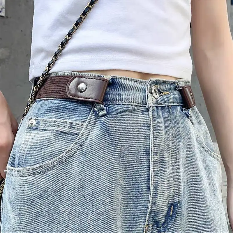 Buckle-Free Belt For Jean Pants Dresses No Buckle Stretch Elastic Waist Belt for Women Men Casual Buckle Free Invisible Belt Adj