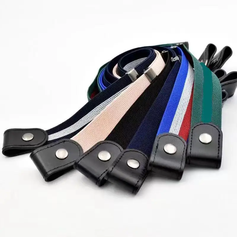 Buckle-Free Belt For Jean Pants Dresses No Buckle Stretch Elastic Waist Belt for Women Men Casual Buckle Free Invisible Belt Adj