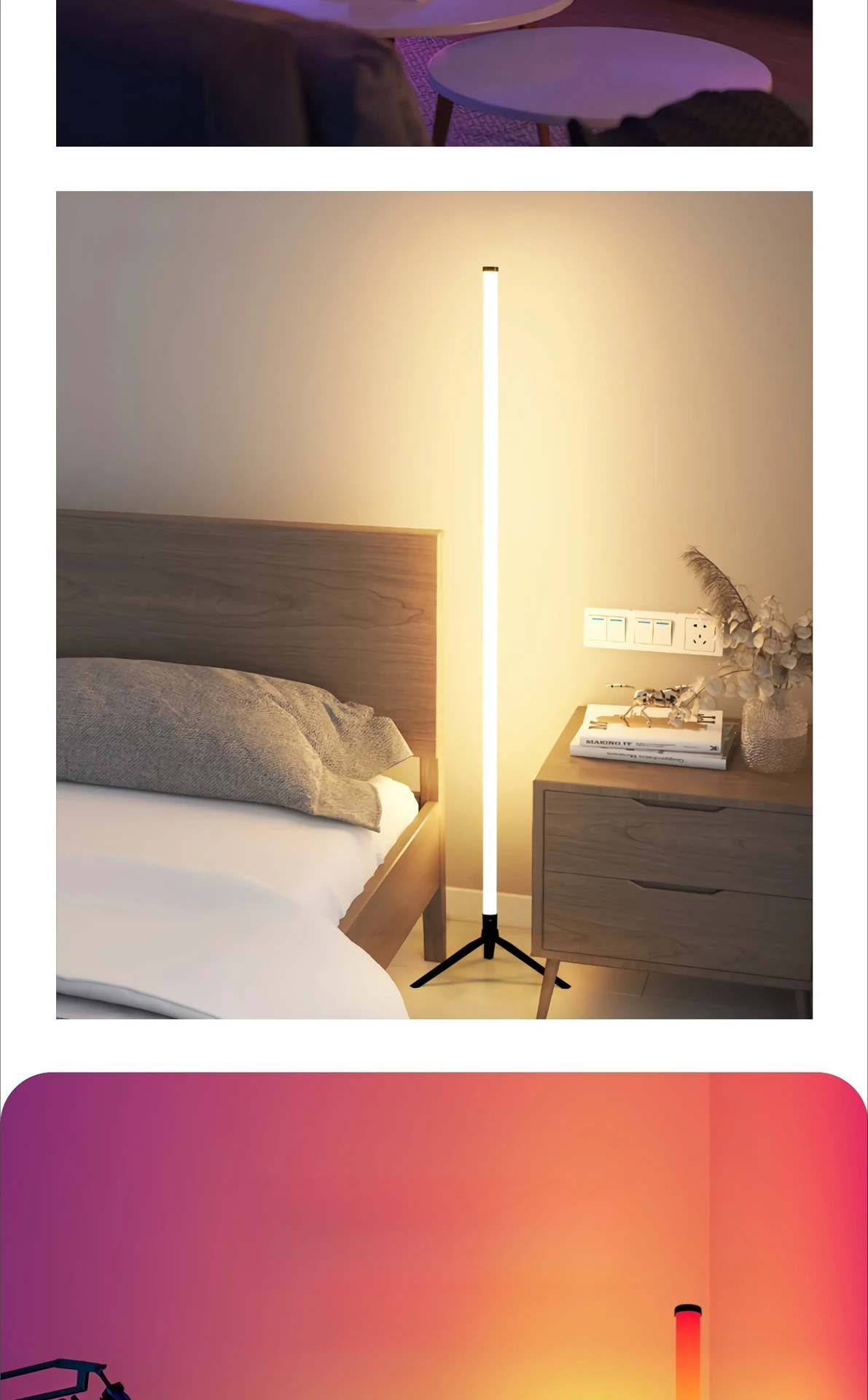 120CM LED RGB Floor Lamp Bar, Sound Pickup Ambient Light, Corner Wall Light for Bedroom, E-Sports Room Live Atmosphere Lamp