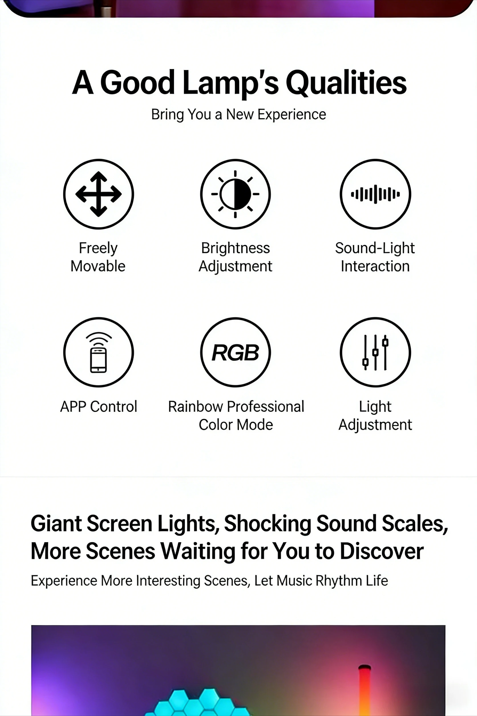 120CM LED RGB Floor Lamp Bar, Sound Pickup Ambient Light, Corner Wall Light for Bedroom, E-Sports Room Live Atmosphere Lamp