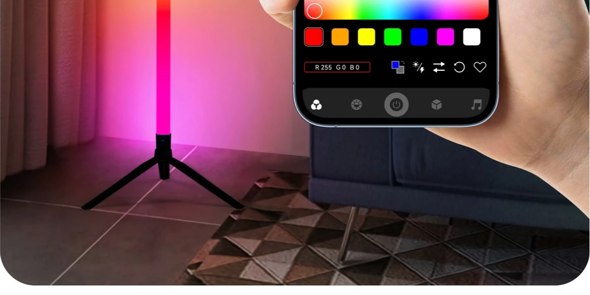 120CM LED RGB Floor Lamp Bar, Sound Pickup Ambient Light, Corner Wall Light for Bedroom, E-Sports Room Live Atmosphere Lamp