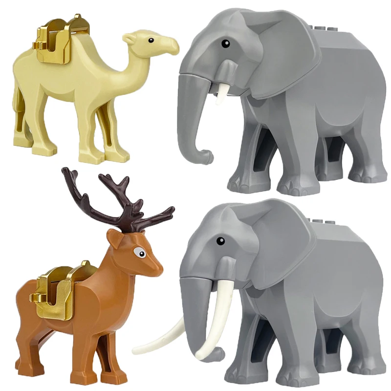 Zoo African Elephant Sika Deer Camel MOC Building Blocks Fire Dragon Animal Panda Bear Military Pegasus Horse Mini Toy Gift K041