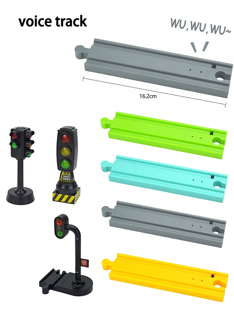 Singing Traffic Lights Magnetic Train Wooden Track Accessories Scene Road Sign With Light And Sound Railway Educational Toys