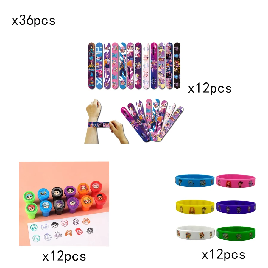 KPOP Birthday Party Supplies Set with Tattoo Stickers Slap Bracelets Paper Glasses Tablecloth Balloons - Theme Decor Gift Bags