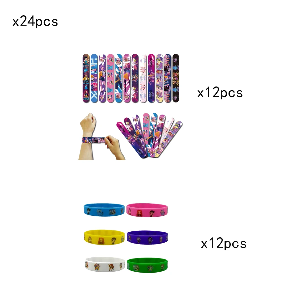 KPOP Birthday Party Supplies Set with Tattoo Stickers Slap Bracelets Paper Glasses Tablecloth Balloons - Theme Decor Gift Bags