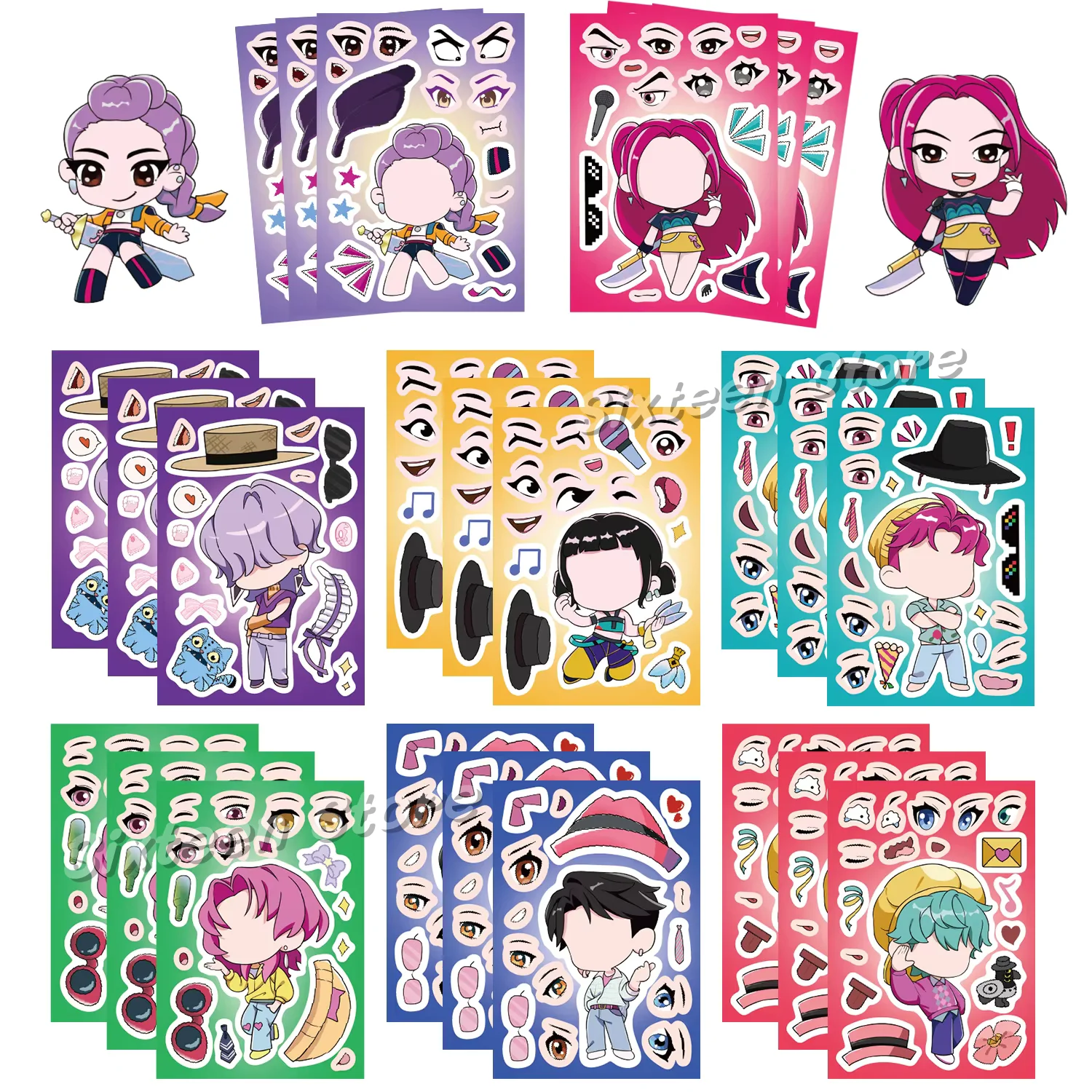 KPOP Birthday Party Supplies Set with Tattoo Stickers Slap Bracelets Paper Glasses Tablecloth Balloons - Theme Decor Gift Bags