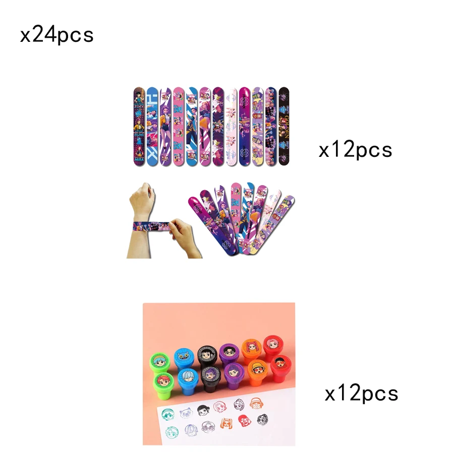 KPOP Birthday Party Supplies Set with Tattoo Stickers Slap Bracelets Paper Glasses Tablecloth Balloons - Theme Decor Gift Bags