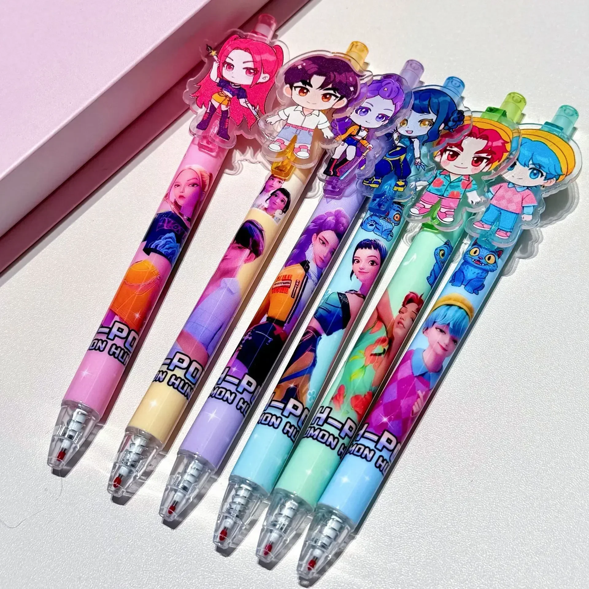 6/12/18 Piece  Anime Hunter Gel Pens Rumi Mira Zoey Saja Cartoon Pens School Writing Drawing Supplies for Boys Girls Gifts