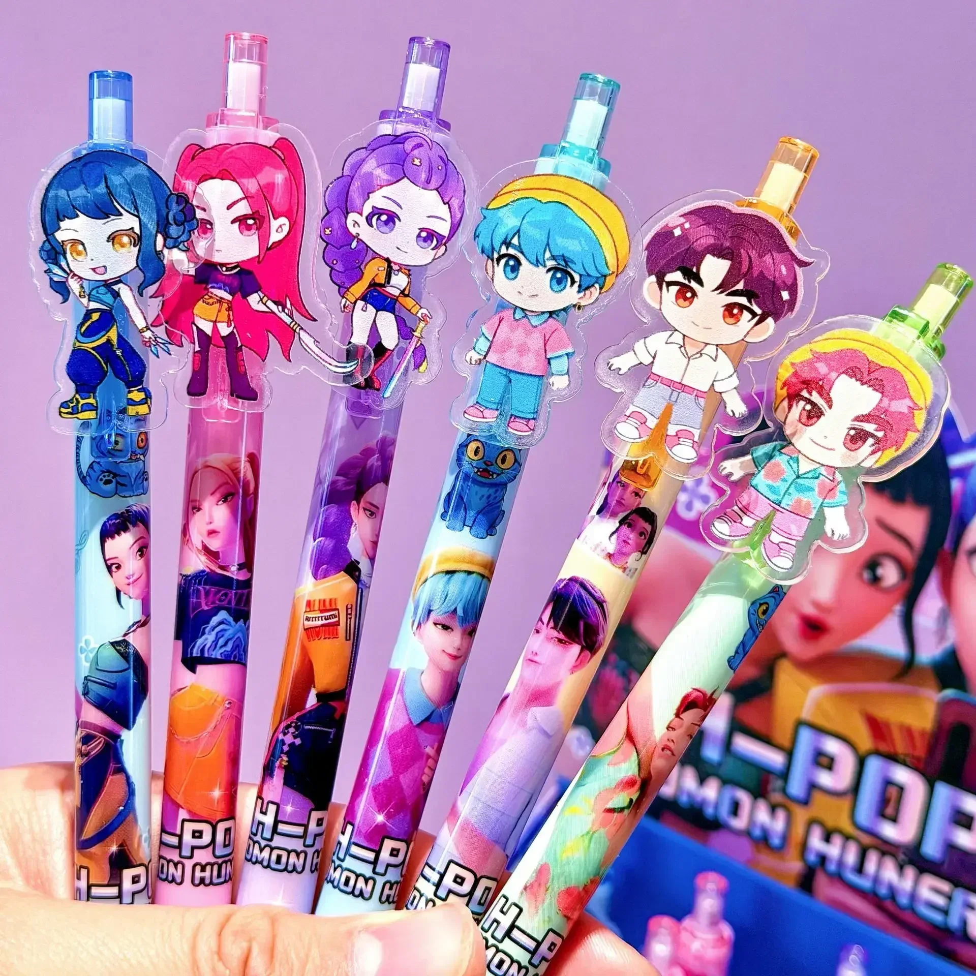 6/12/18 Piece  Anime Hunter Gel Pens Rumi Mira Zoey Saja Cartoon Pens School Writing Drawing Supplies for Boys Girls Gifts