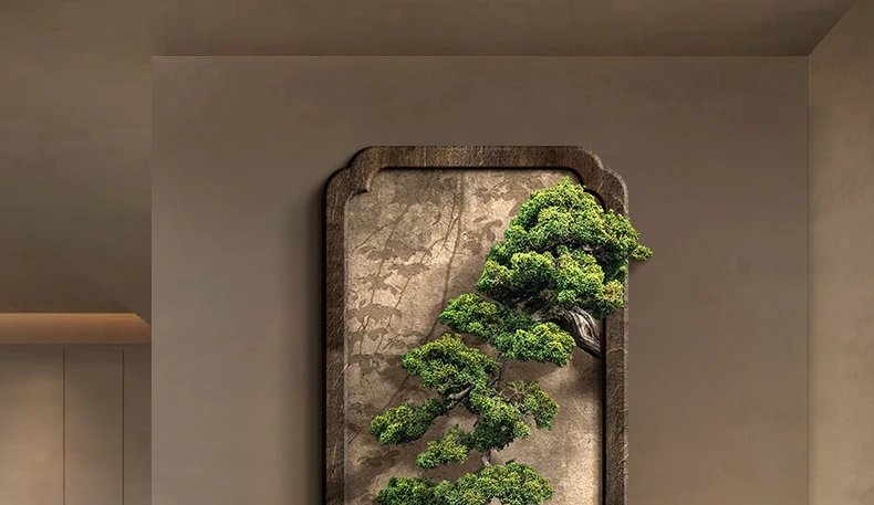 Chinese style entrance decoration painting, vertical landscape painting, corridor hanging painting, high-end door wall lamp