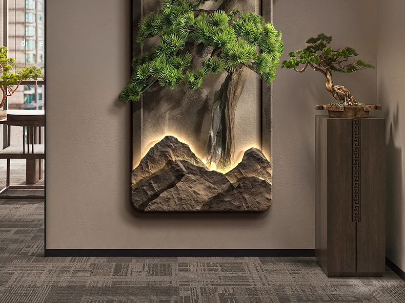 Chinese style entrance decoration painting, vertical landscape painting, corridor hanging painting, high-end door wall lamp