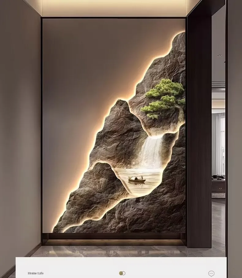 2024 New Flow Generating Wealth, Entrance Decoration Painting, High end Corridor Mural, Landscape Hanging Painting