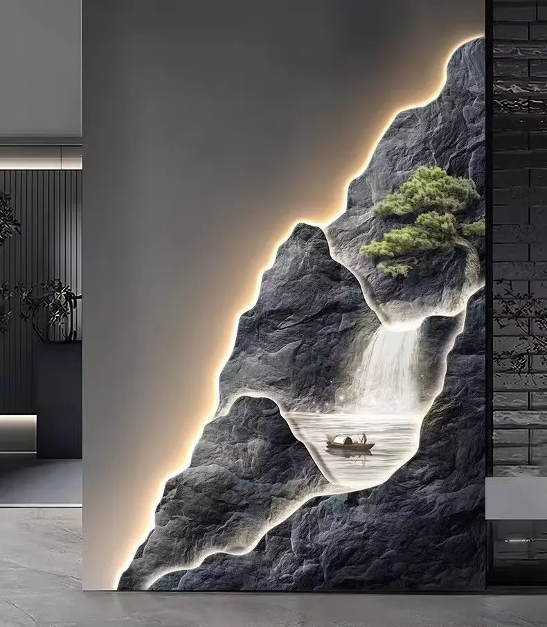 2024 New Flow Generating Wealth, Entrance Decoration Painting, High end Corridor Mural, Landscape Hanging Painting