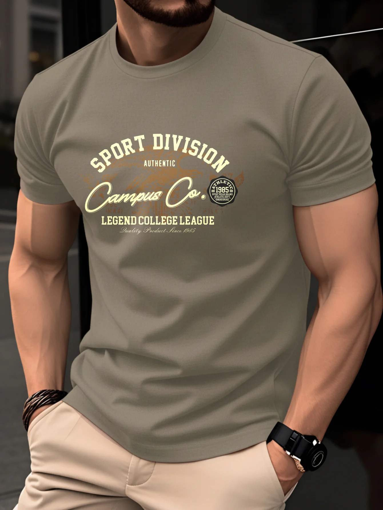 Summer 100% Pure Cotton Men's Fashionable Casual American Retro College Style Printed Loose Round Neck Short Sleeved T-Shirt Top