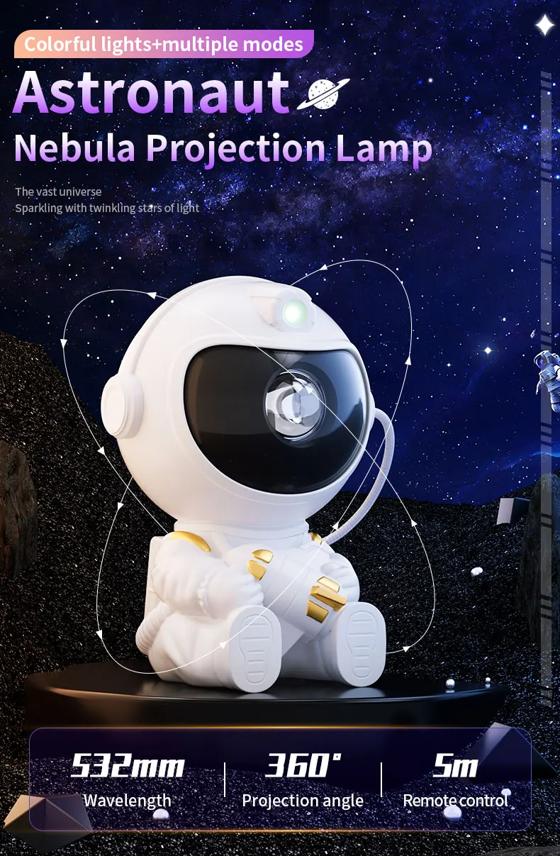 LED Astronaut Projector Night Light Nebula Sky Ceiling Galaxy Star Lights Bedroom Home Party Decorative Children Kids Gift