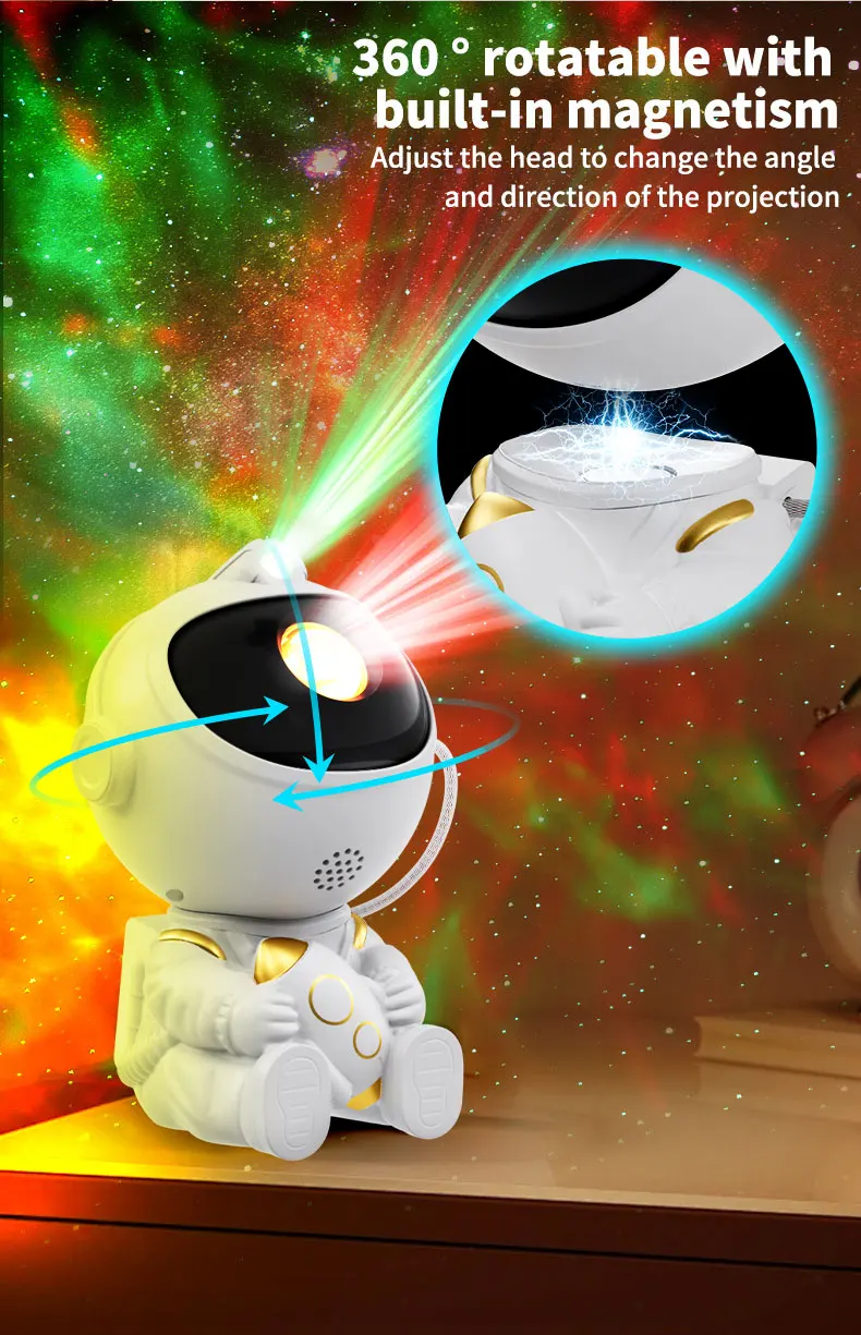 LED Astronaut Projector Night Light Nebula Sky Ceiling Galaxy Star Lights Bedroom Home Party Decorative Children Kids Gift