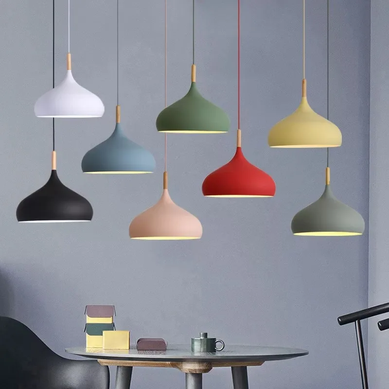 New Modern Pendant Lamps Macaroon Chandelier for Restaurant Bedroom Hanging Lights Aluminum Single Chandelier Office Decorative