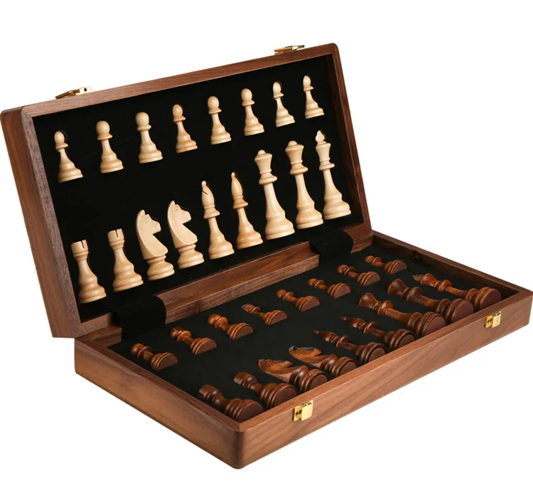 Chess Set Grade Wooden Folding Big 39*39cm Traditional Classic Handwork Solid Wood Pieces Chessboard Gift Board Game