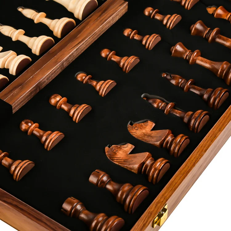 Chess Set Grade Wooden Folding Big 39*39cm Traditional Classic Handwork Solid Wood Pieces Chessboard Gift Board Game