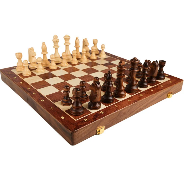 Chess Set Grade Wooden Folding Big 39*39cm Traditional Classic Handwork Solid Wood Pieces Chessboard Gift Board Game