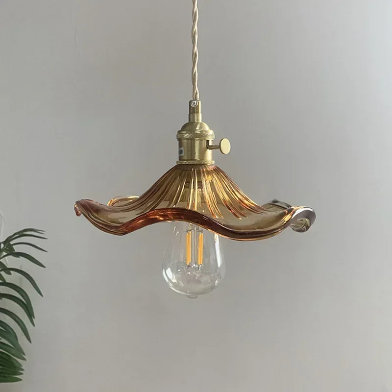 Nordic Minimalism LED Pendant Light Fixtures Bedroom for Living Room Bar Colorful Glass Copper Hanging Lamp Lights