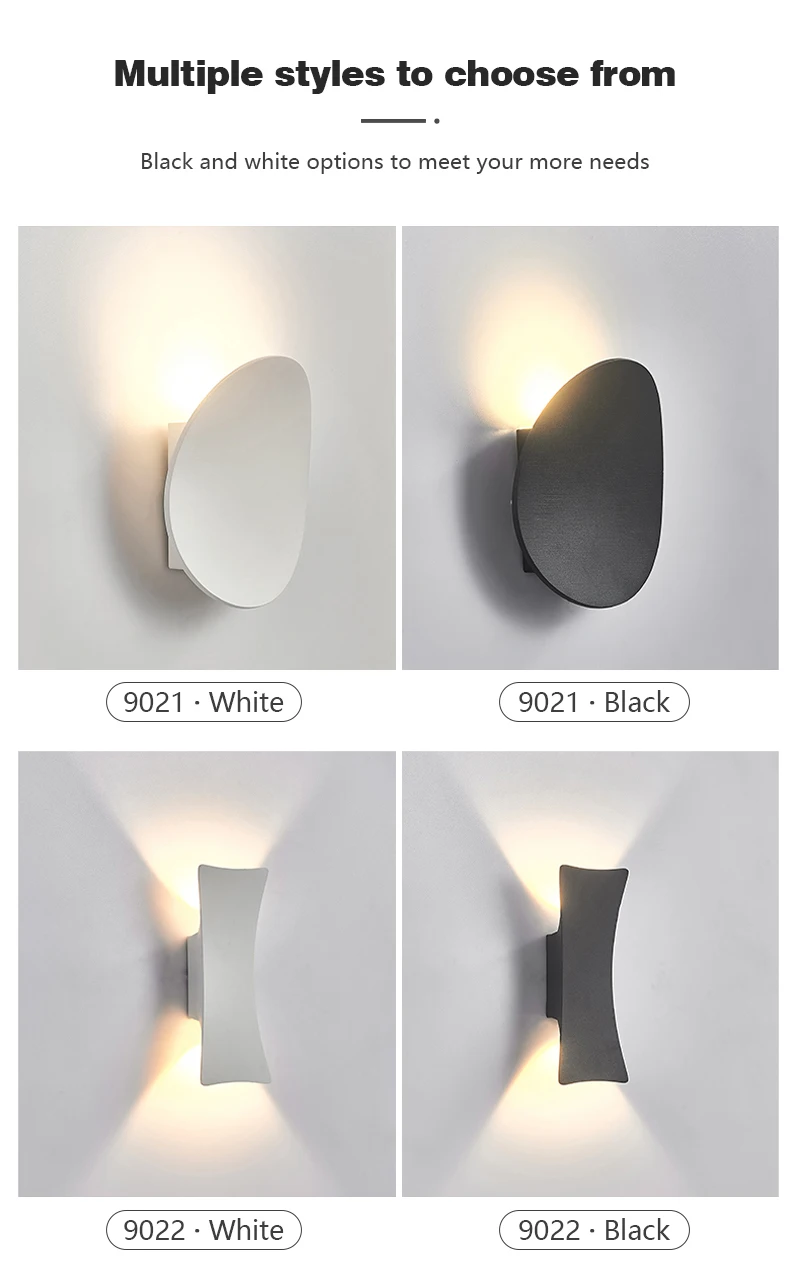 LED Wall Lamp Indoor and Outdoor IP65 Waterproof White/black Modern Minimalist Aluminum Home Light Porch Garden Light AC85-265V