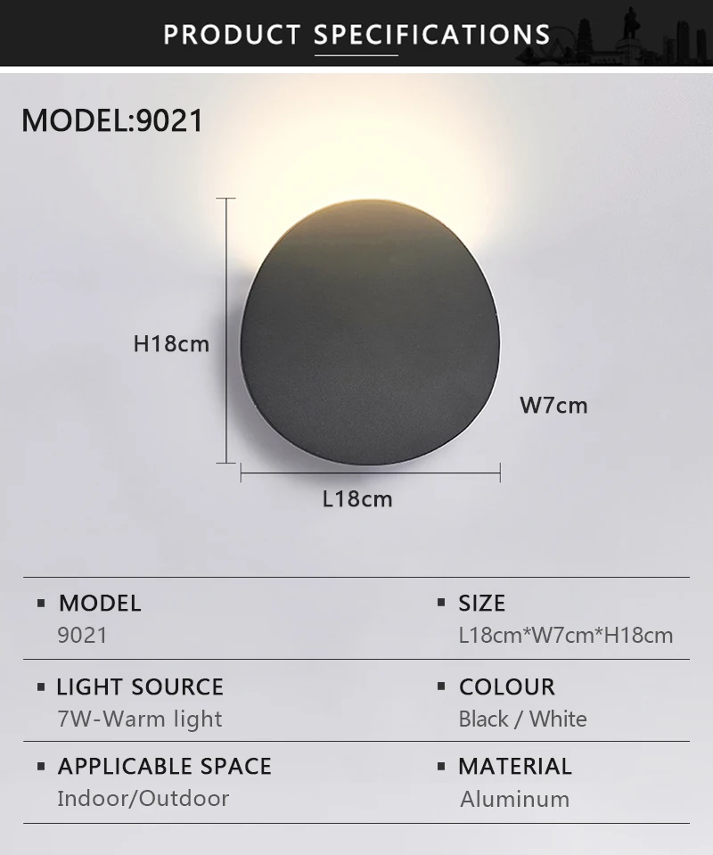 LED Wall Lamp Indoor and Outdoor IP65 Waterproof White/black Modern Minimalist Aluminum Home Light Porch Garden Light AC85-265V